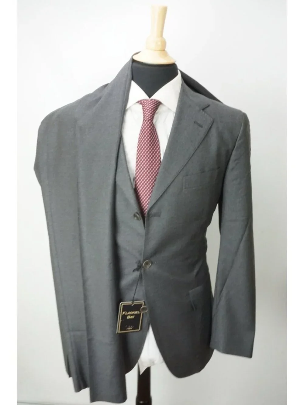 Flannel Bay Gray Edward Barkley 100s Wool 2Pc Suit Jacket Pants Sz 40 Brand Newc